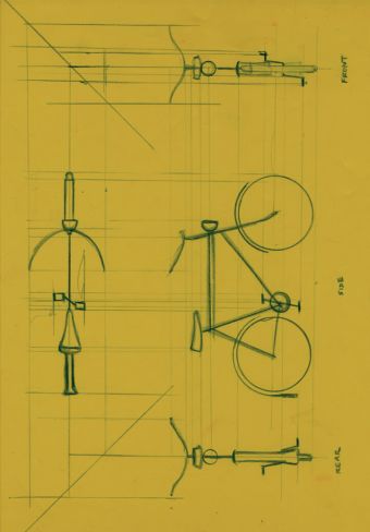 technical drawing bicycle yel