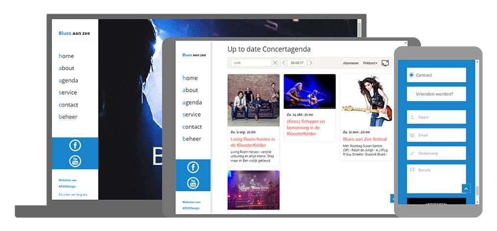 Blues aan Zee U-Page One website