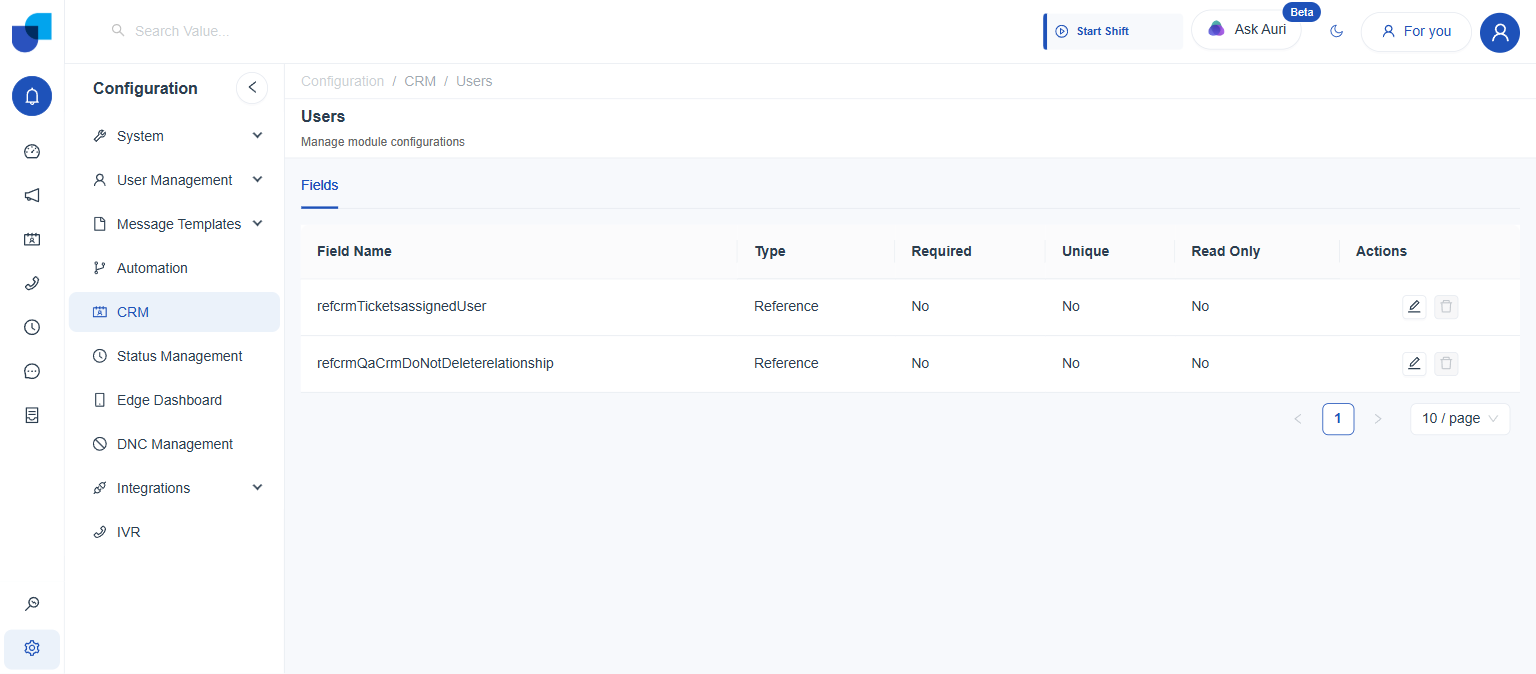 Users Fields tab showing auto-generated Reference type fields