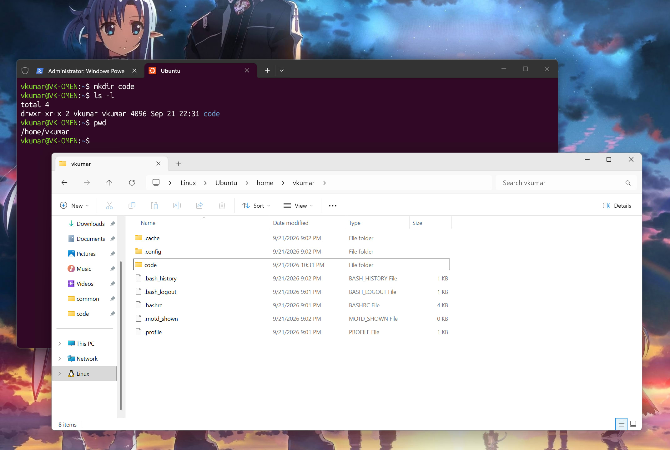 Windows 11 File Explorer + WSL