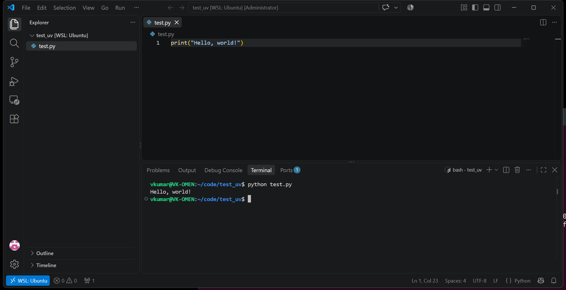 VS Code w/ WSL extension