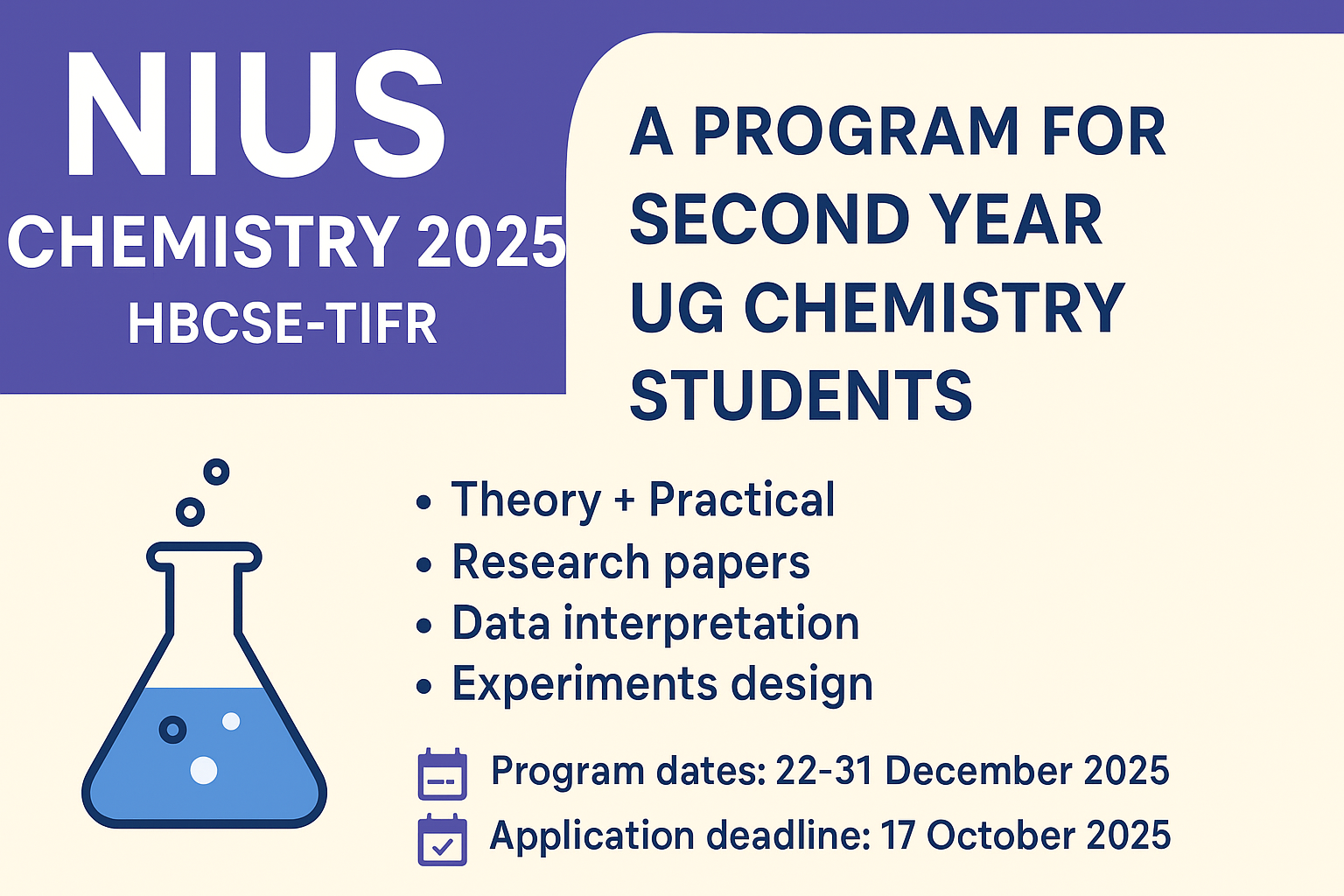 Exciting Opportunity for Second-Year Chemistry Students – NIUS Chemistry 2025!
