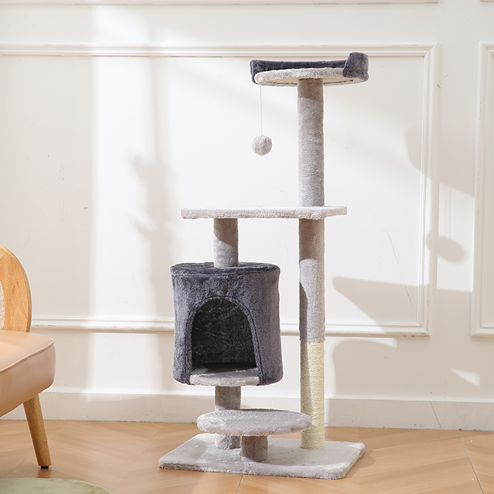 Cat Tree Tower - Multi-Level Climbing Activity Center for Indoor Cats & Kittens with Scratching Posts, Platform, Jute Rope, Large