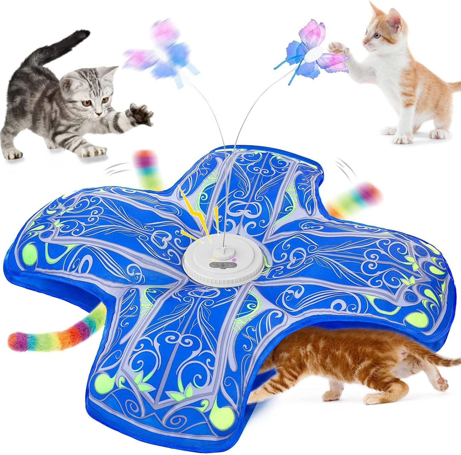 2 in 1 Interactive Hide-and-Seek Gameplay Exercise Blue Polyester Best Pet cat Toys Cute for Indoor Cats