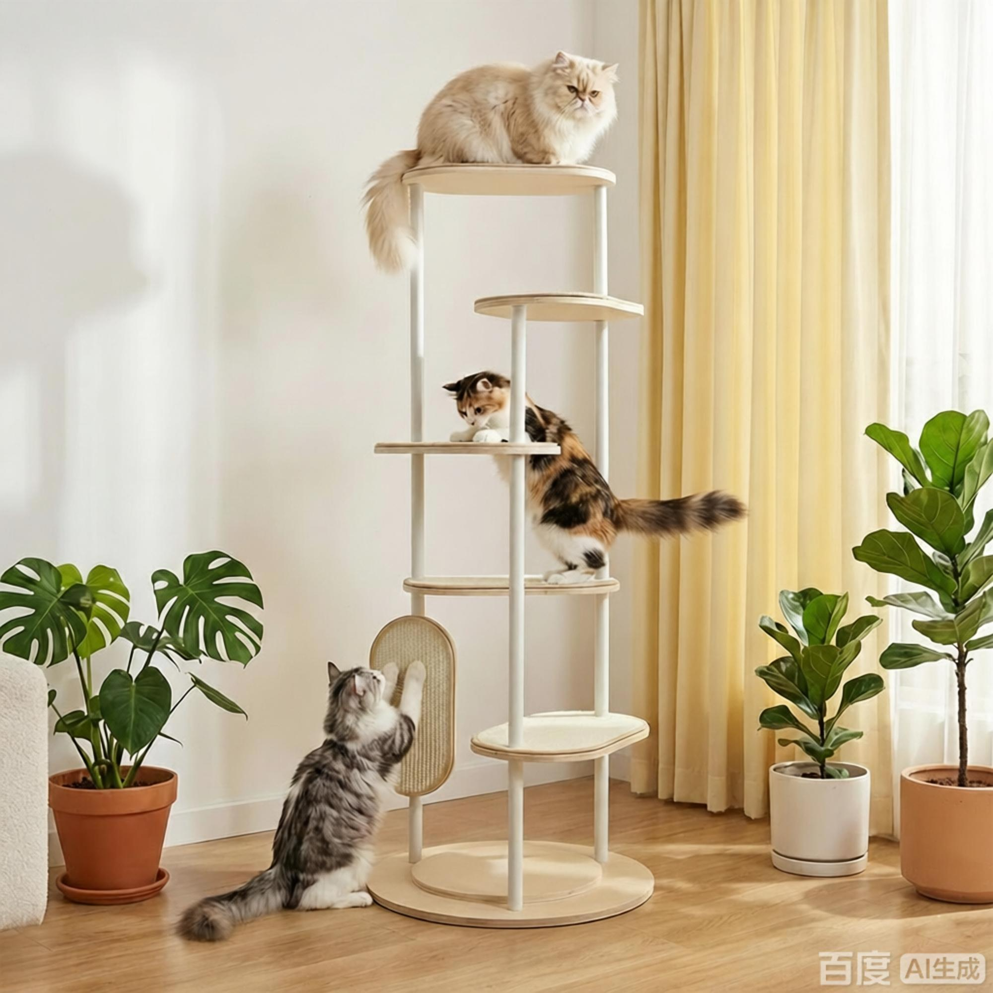 New Iron tube white big Indoor cat tree