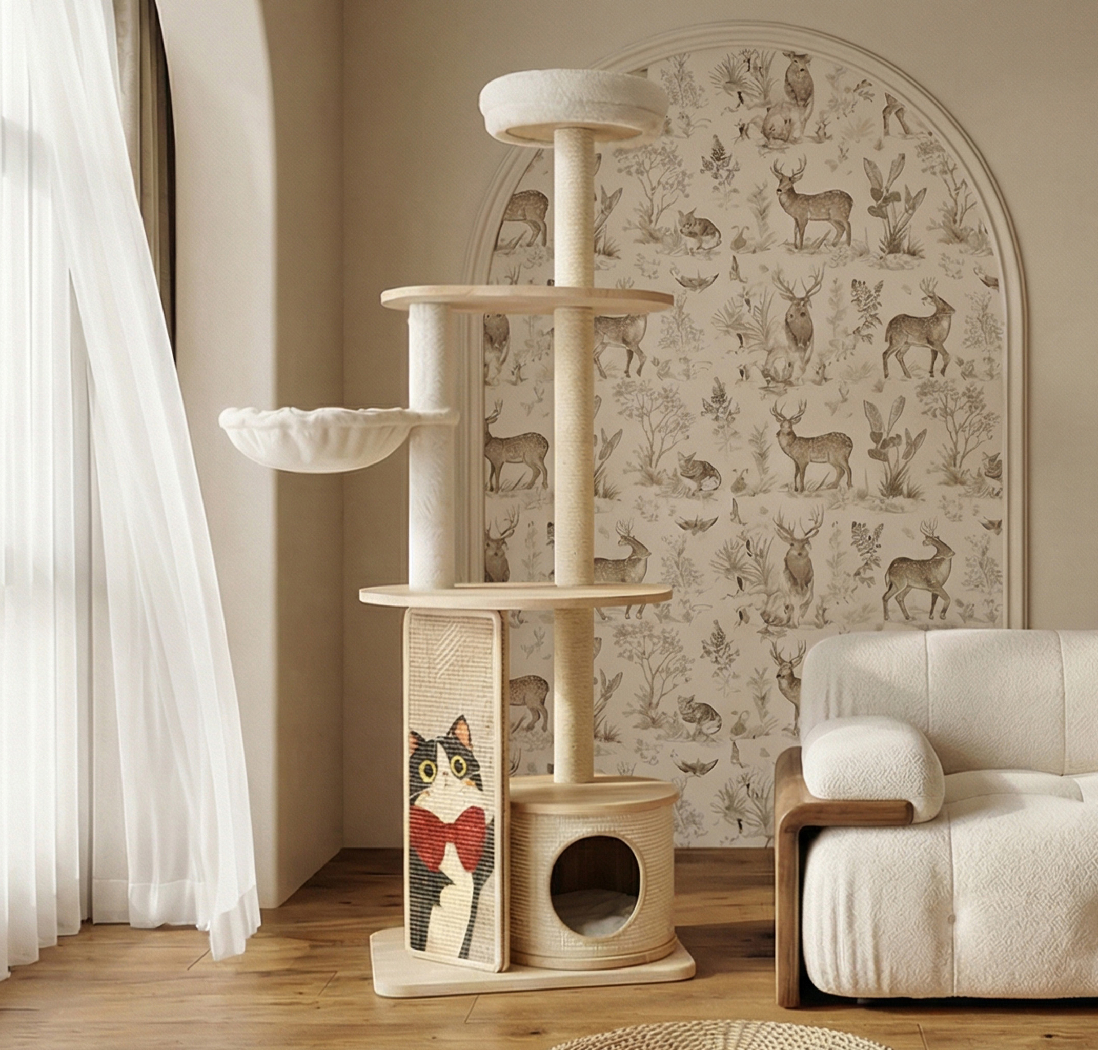 New OEM ODM solid wood sisal large cat tree
