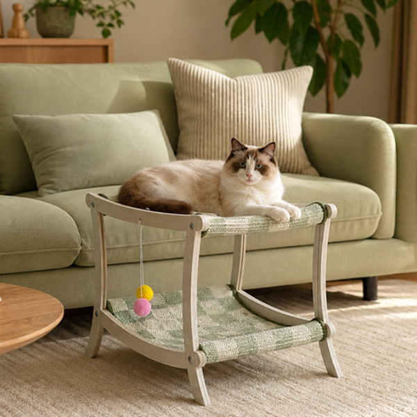 Wooden Sisal Double-layer Cat Scratch Board Cat Bed