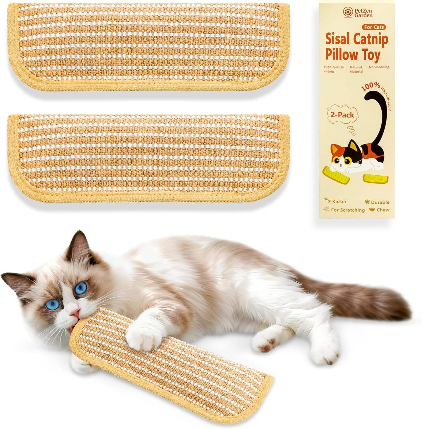 Rectangle Natural Color Sisal Mechanical Wash Removable and Washable Long Compressed Plush Shaped Bite Pet Dog cat Pillow