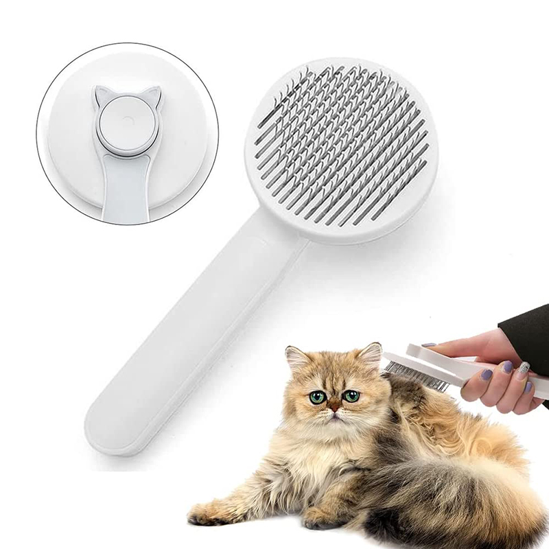 Pet Self Cleaning Slicker Brush Long Haired Cat Dog Comb One-piece Hair Removal Brush