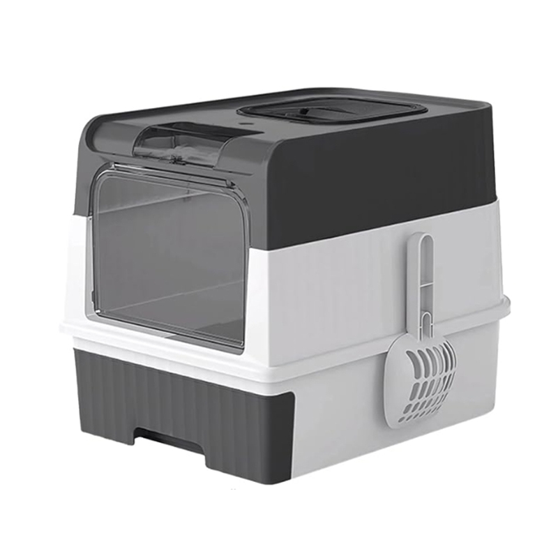 Fully Enclosed Cat Toilet Large Foldable Top Entry Cat Litter Box with Lid