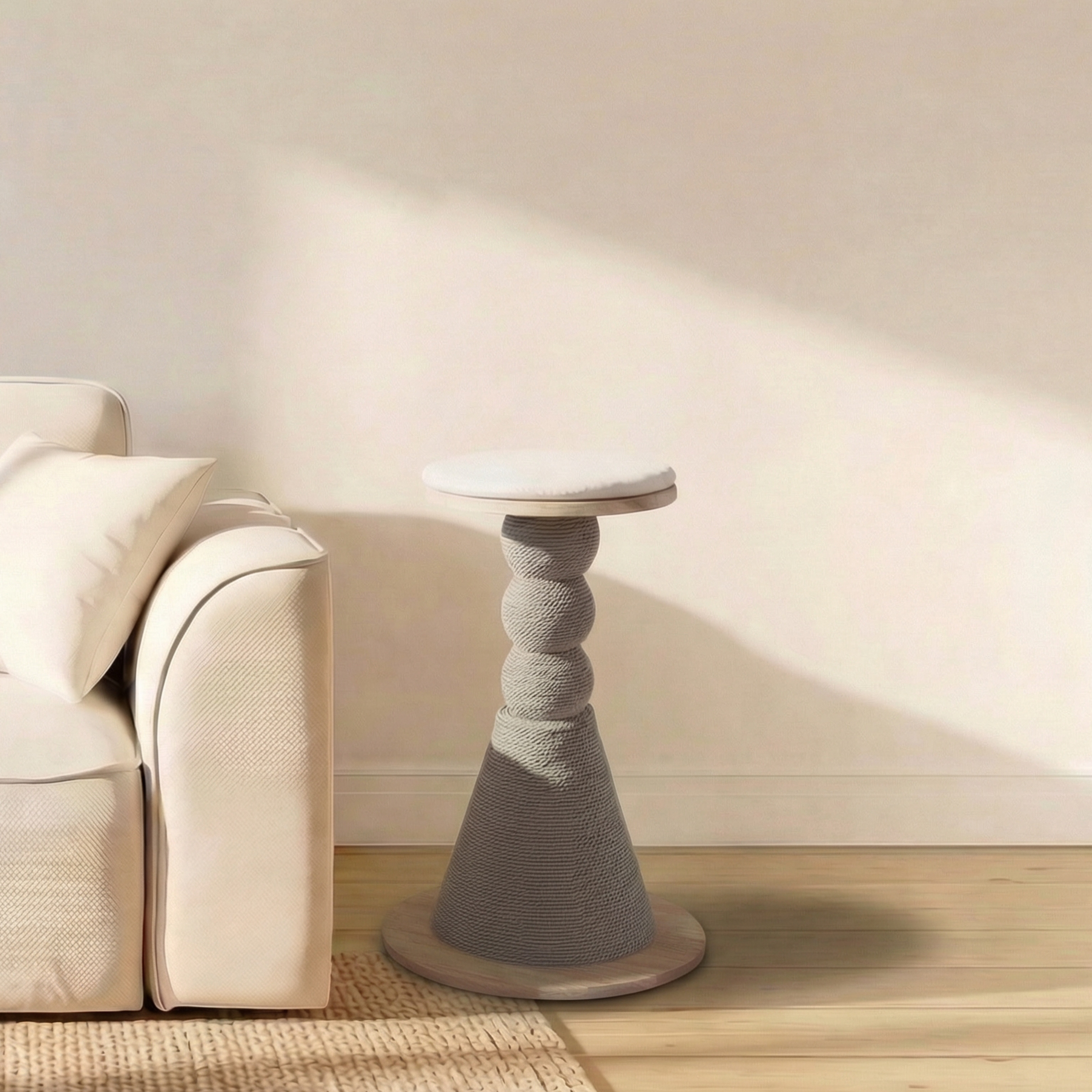 Modern Hourglass Natural Sisal Cat Tree with Wooden Platform