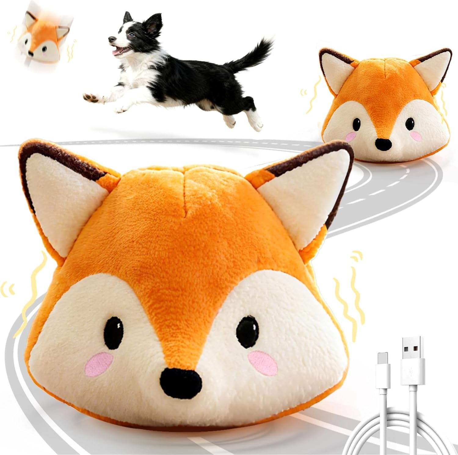 Orange High Quality Indoor Fox Polyester Custom Interactive Dog Squeaky Plush Chew Toys Luxury