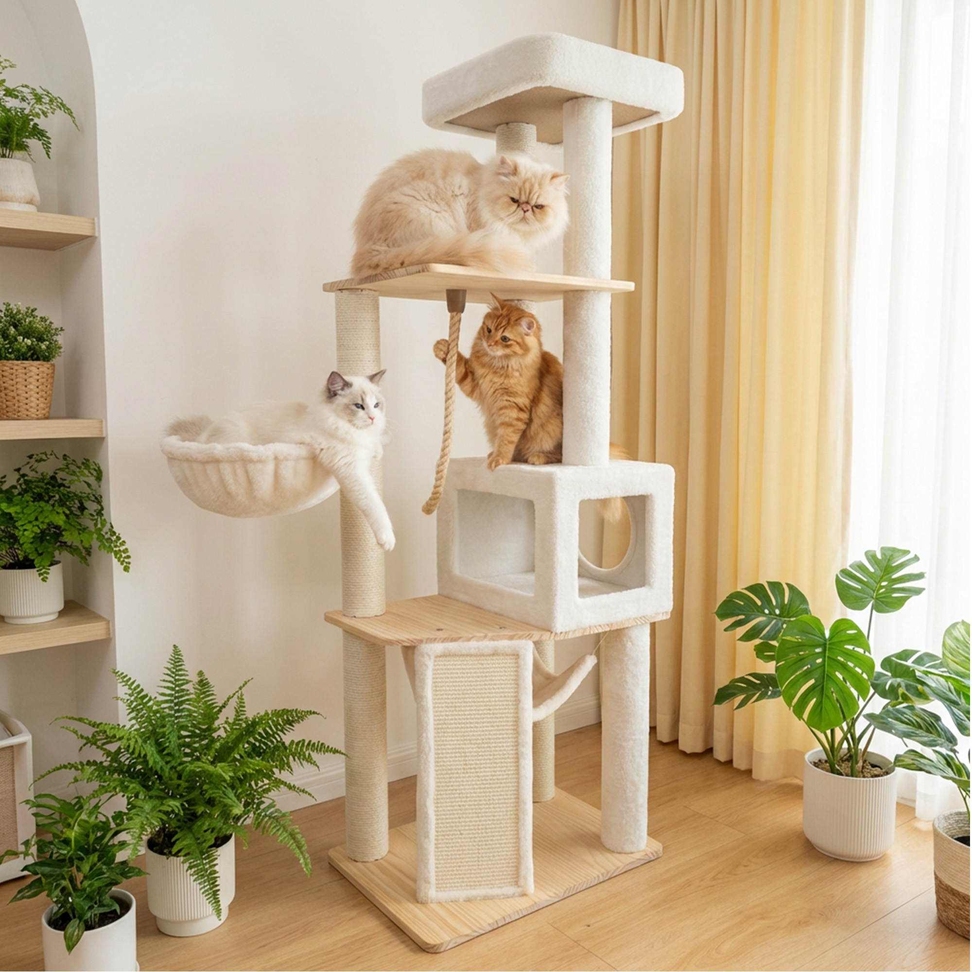 Best Seller White Sisal Big Cat Tower Tree 