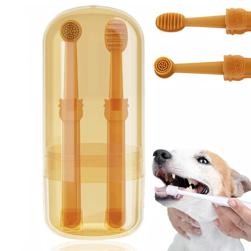 360 Degree Small Dog Cat Silicone Toothbrush Kit with Storage Box