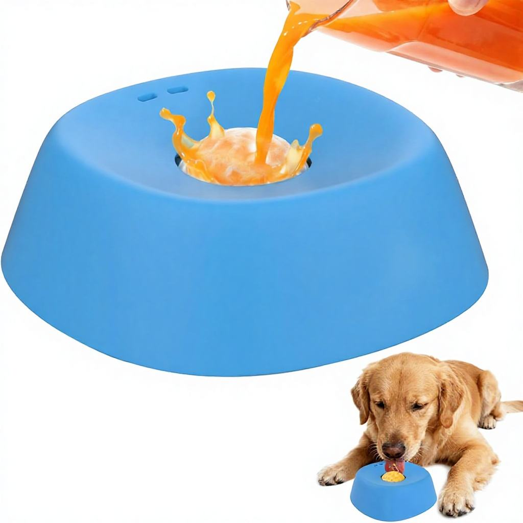 3/4 Cup Anti-Slip Slow Feeder Dog Bowl Ball-in Liquid Treat Lick Bone Broth Yogurt Post-op Nutrition All Dog Sizes Travel Bowls