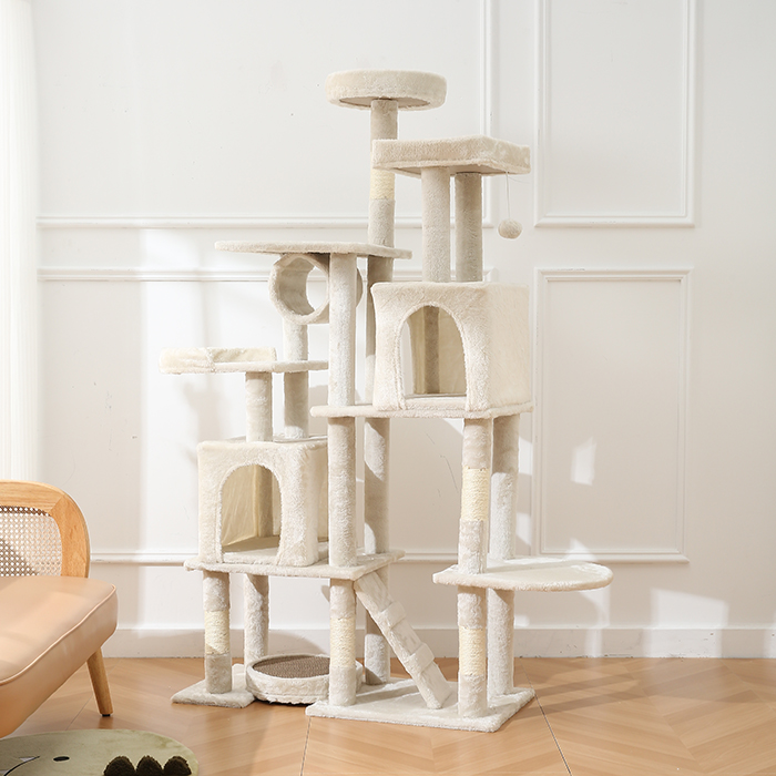 Cats Tree Tower, Multi-Level with Scratching Post, Indoor Cat Tree Condo with Climbing Ladder, Plush Toy