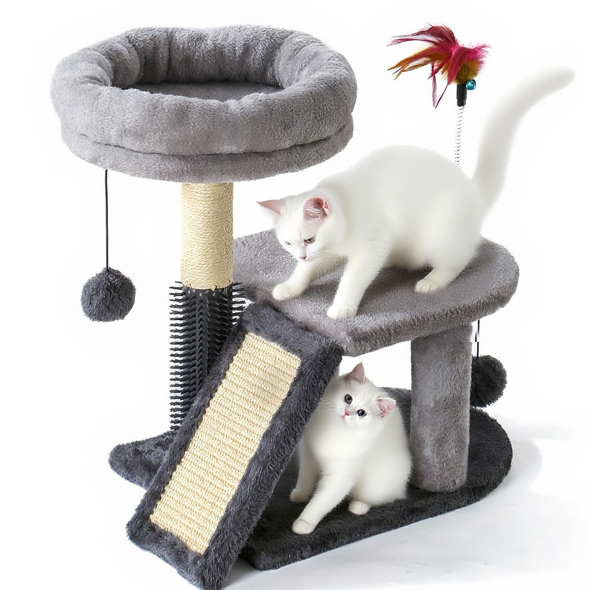 All-In-One 3-Tier Compact Cat Play Tower | Cozy Plush Top Rest Perch