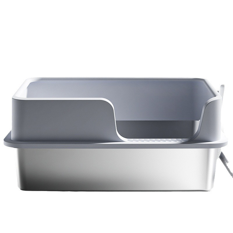Extra Large Enclosure Litter Box with High Sides,Stainless Steel Cat Litter Box with Lid