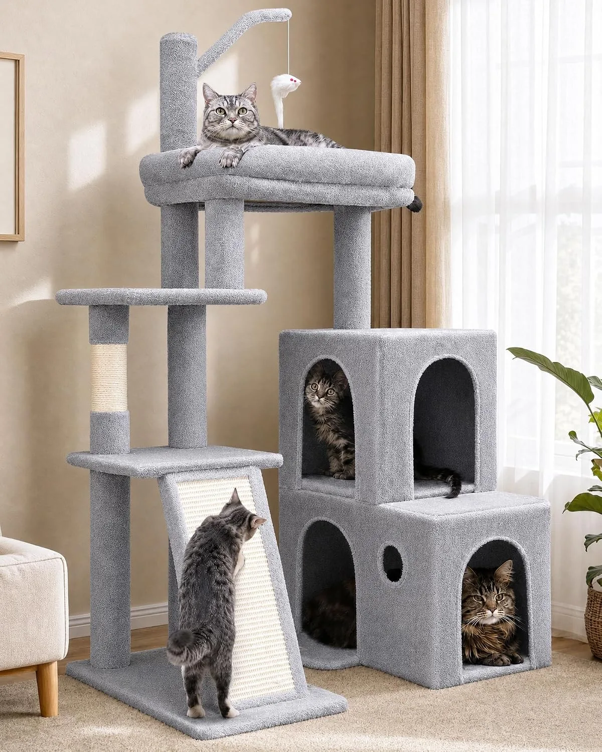 Cat Tower for Indoor Adult Cats, 50-inch Heavy Duty Cat Tree