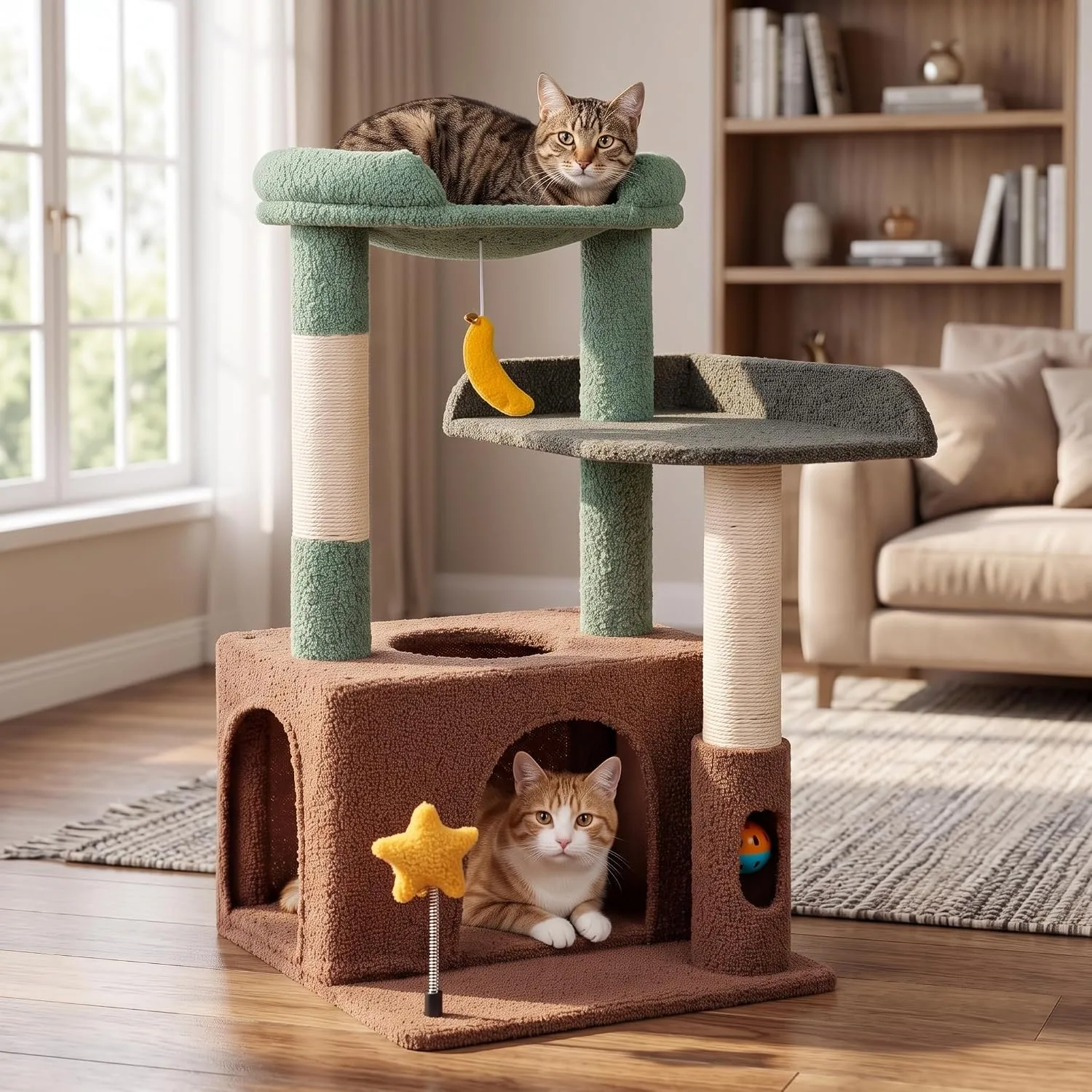 30" Small Cat Tree for Indoor Cats, Space-Saving Cat Tower