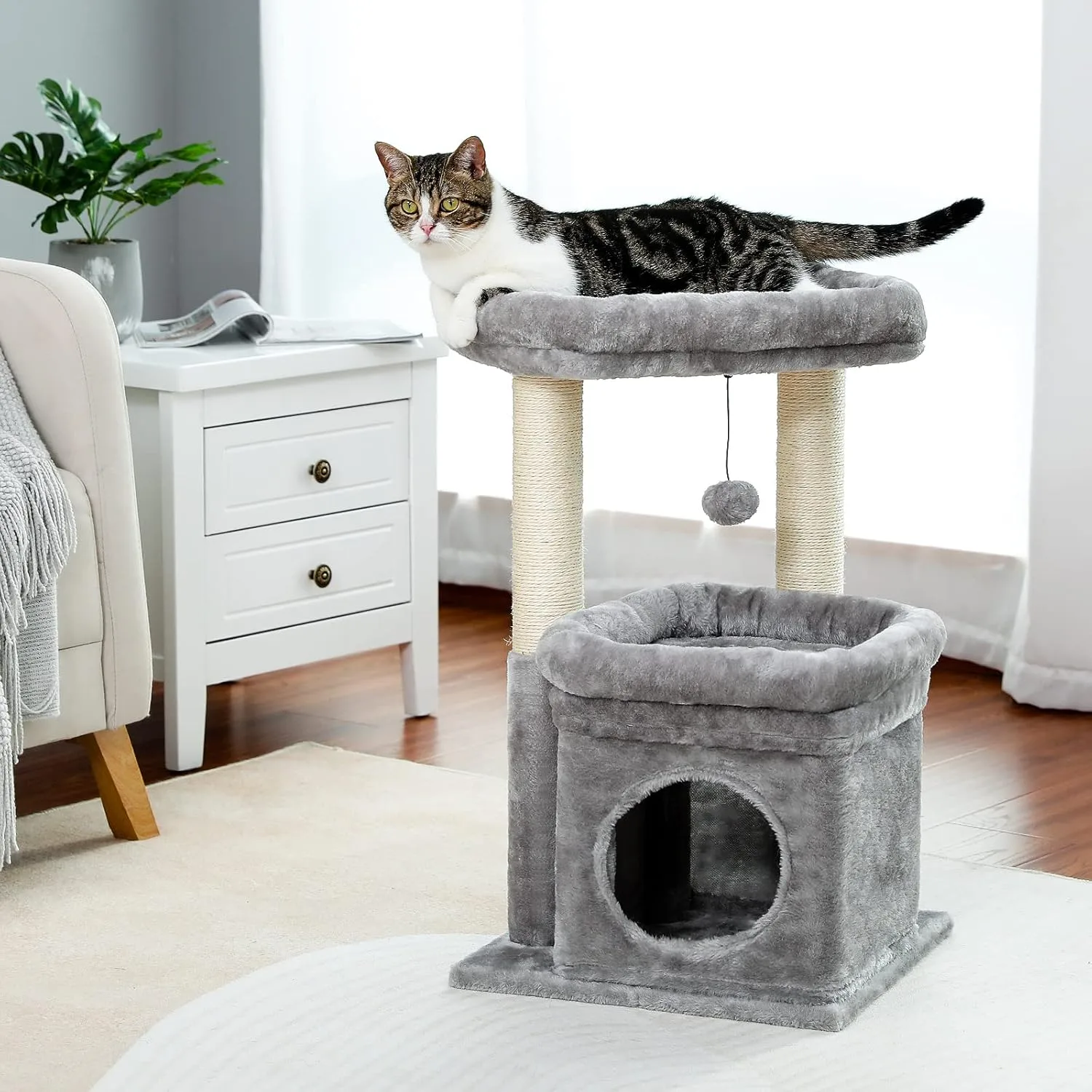 Cat Tree Tower for Indoor Cats with Private Cozy Cat Condo