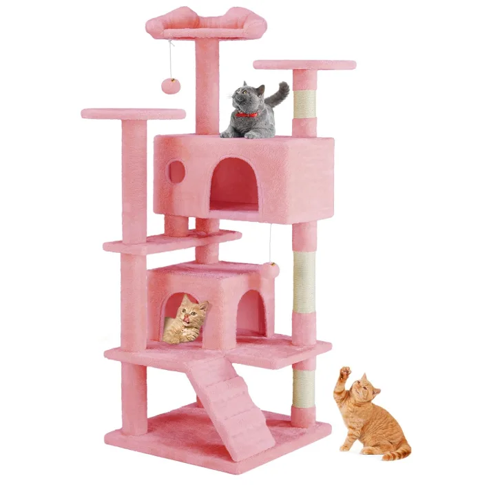 54-inch Cat Tree Tower with Scratching Posts, Indoor Use