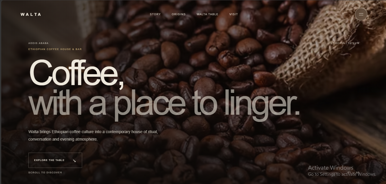 WALTA hospitality website concept