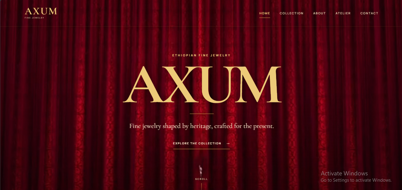 AXUM luxury jewelry website concept