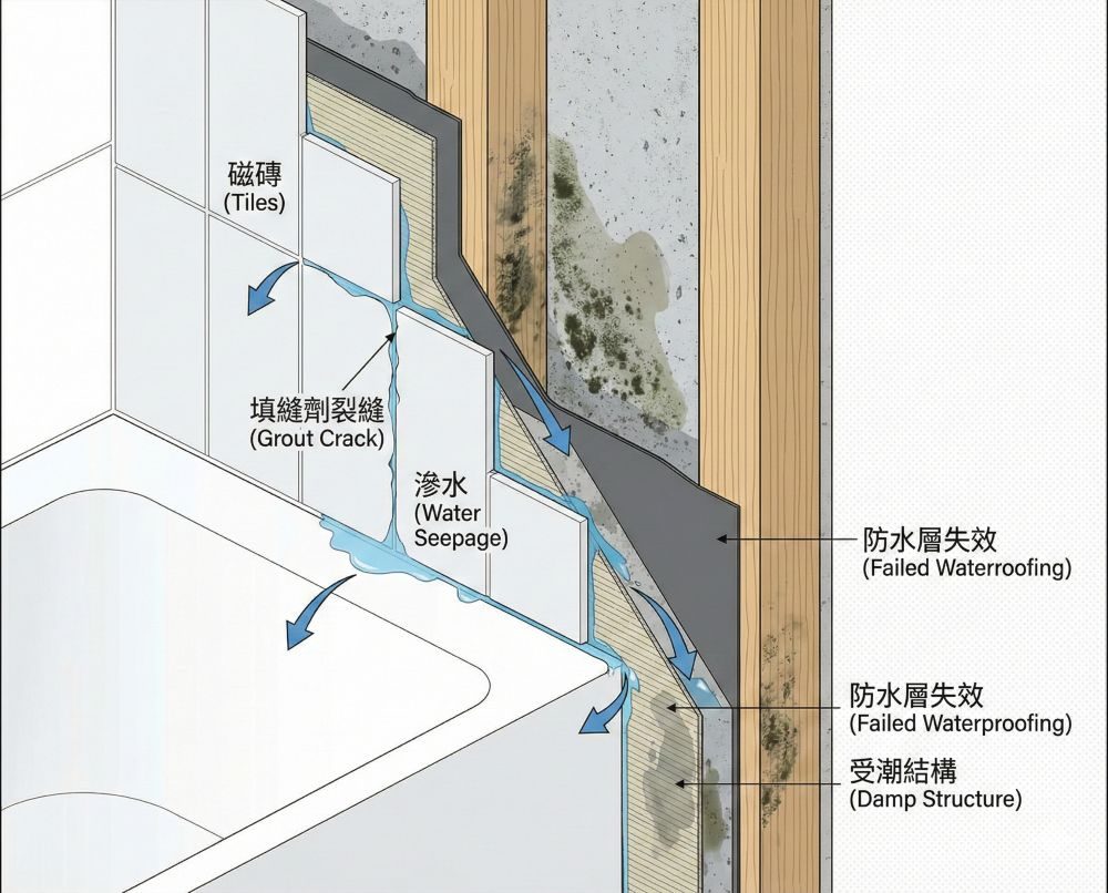 浴室磁磚漏水:從美觀到結構的長期影響