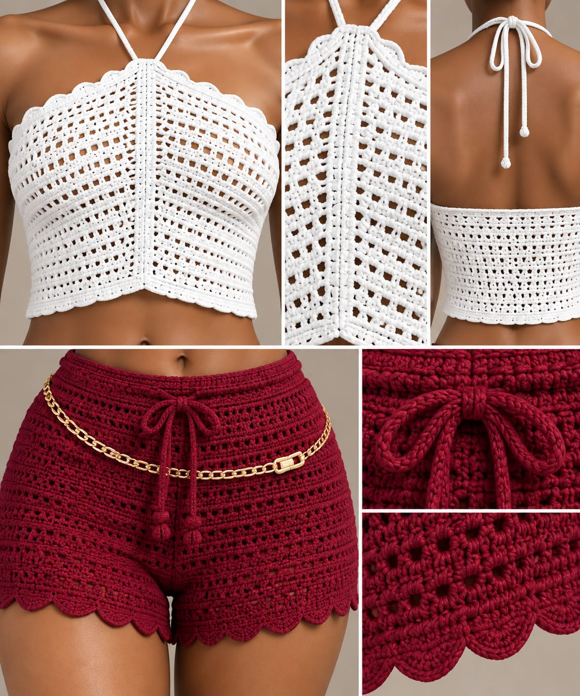 Crochet Halter & Scalloped Shorts Set — product photo