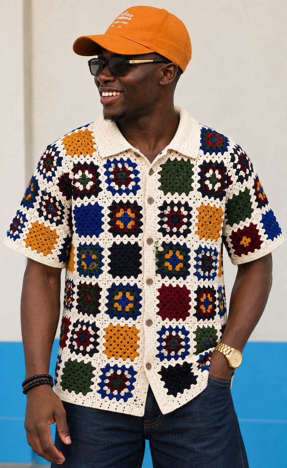 Granny Square Camp Shirt