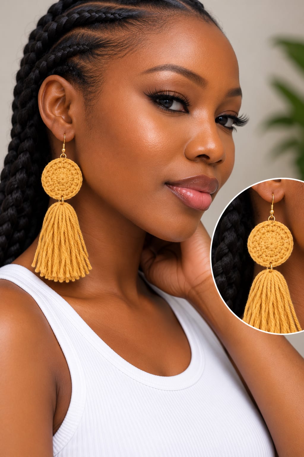 Mustard Tassel Earrings — product photo