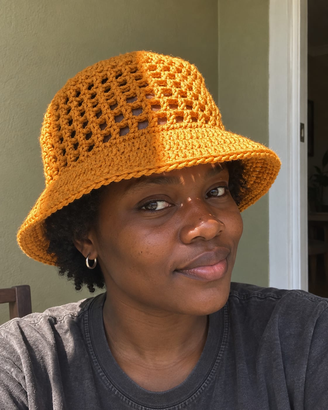 Mustard Crochet Bucket Hat — product photo
