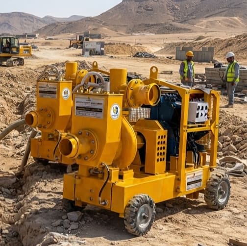 SmartCo dewatering pump working on a desert excavation site