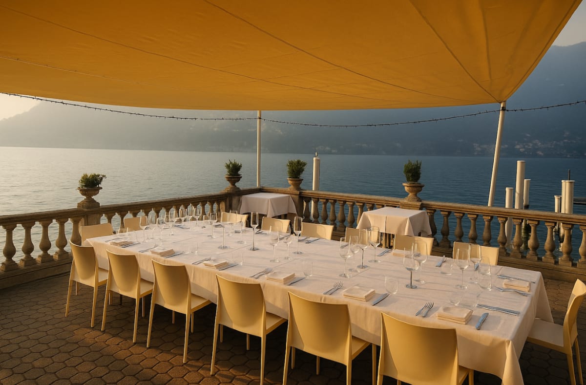 Vela avvolgibile motorizzata Modello C, Ristorante Momi, Blevio, Lago di Como