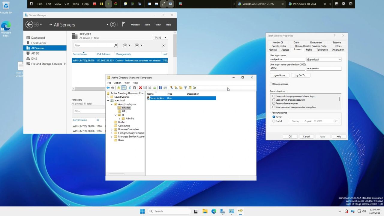 Active Directory & Hybrid IT Network Simulation