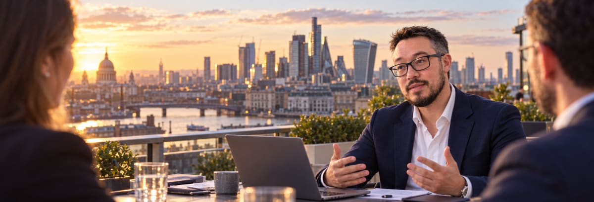 Martin Raeburn in a business discussion