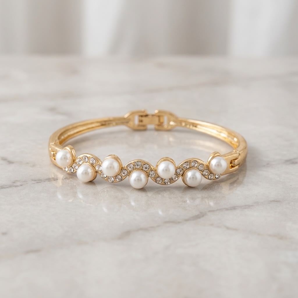 Gold Pearl Bangles (Bracelets) - Single Piece