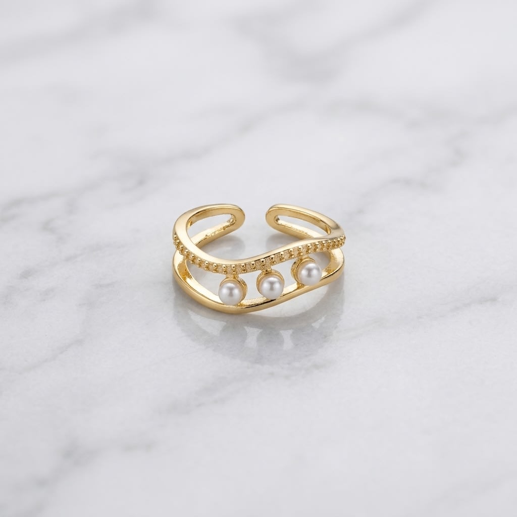 Adjustable Ring — Pearl, Heart, Star & Zircon (Gold / Silver)