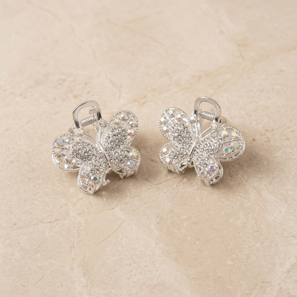 Crystal Butterfly Claw Clip Pair