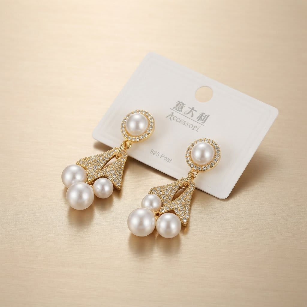 Earring Collection, Luxe Pearl & Zircon (Korean Style)