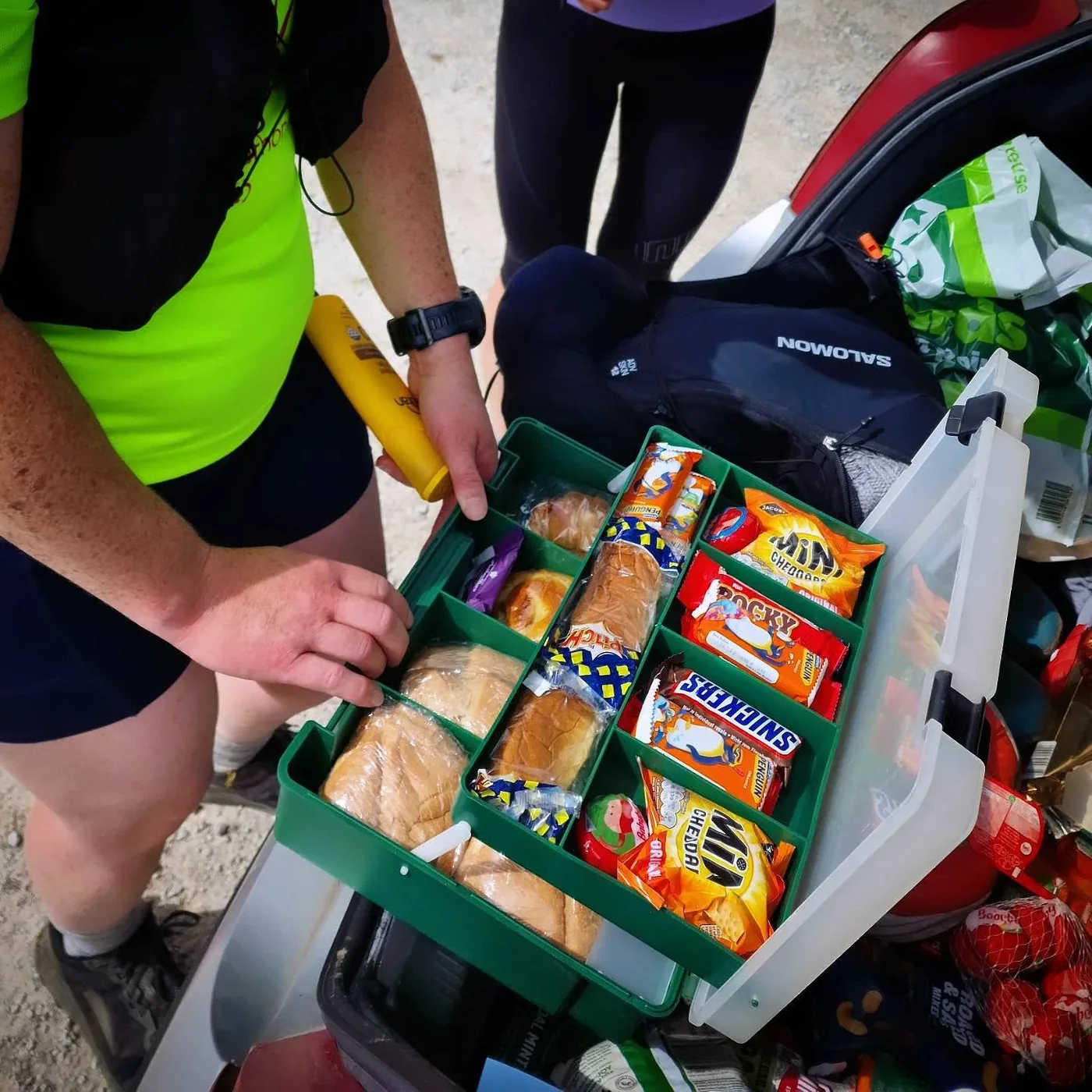 The well-stocked car-boot aid station