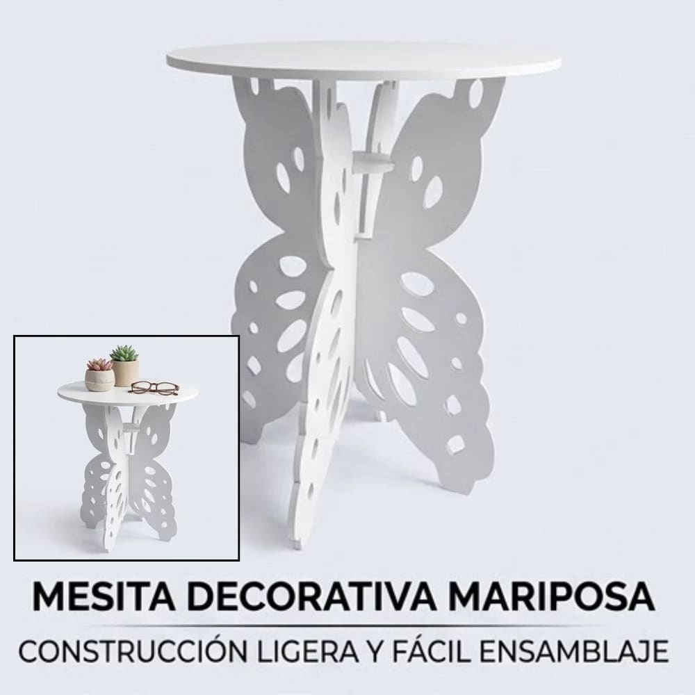 Mesa Auxiliar Decorativa Mariposa Blanca