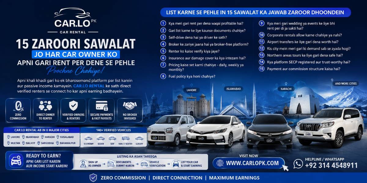 15 Questions to Ask Before Renting Out Your Car in Pakistan