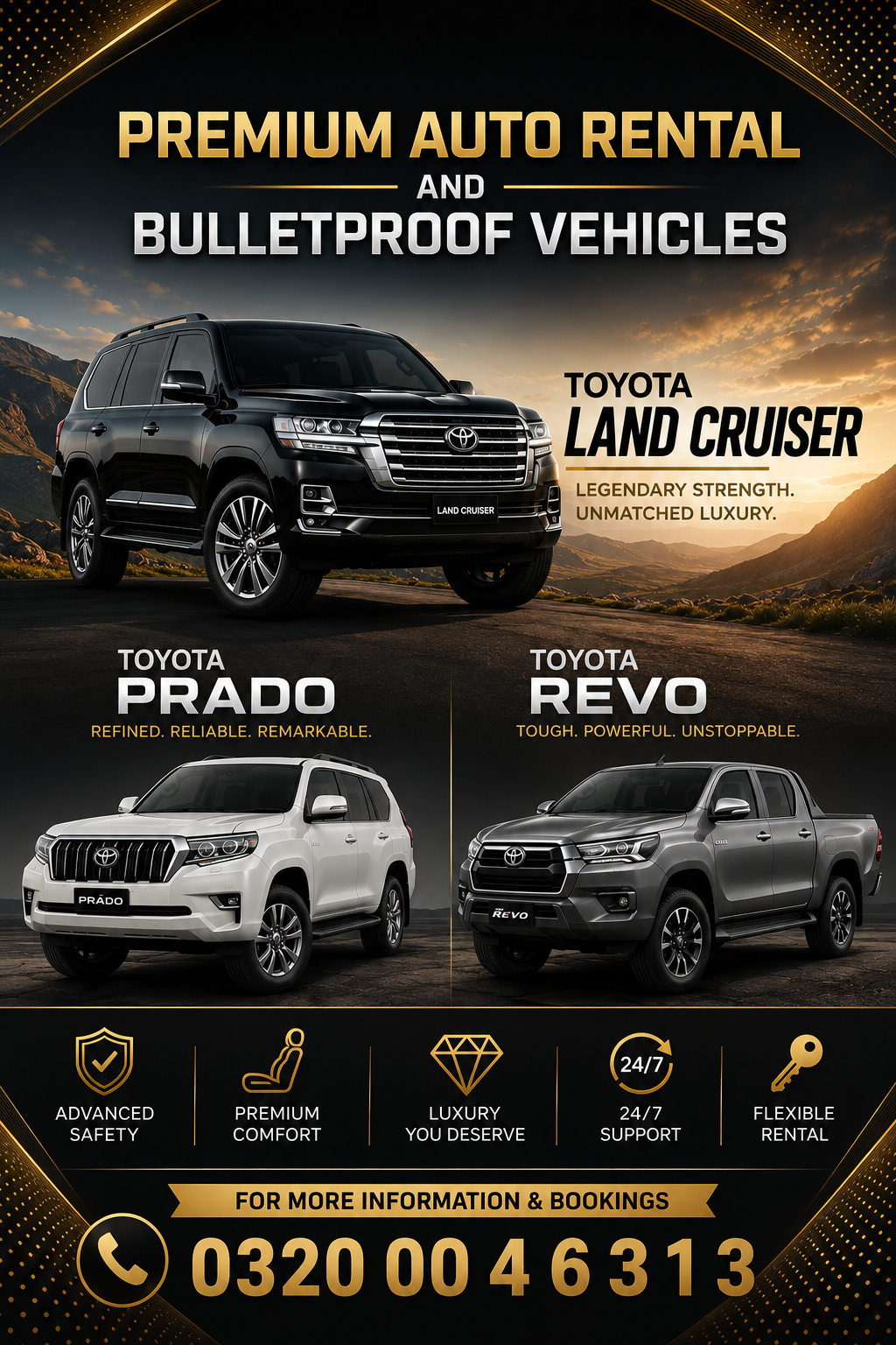 Premium auto rental and bulletproof vehicle 