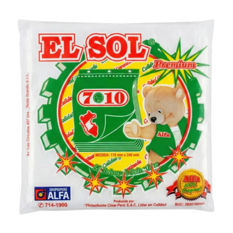 Bolsa 7X10 de 90 unidades El Sol de Alfa