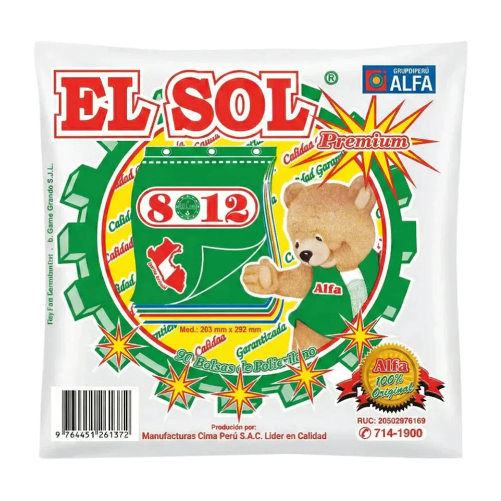 Bolsa 8X12 de 90 unidades El Sol de Alfa