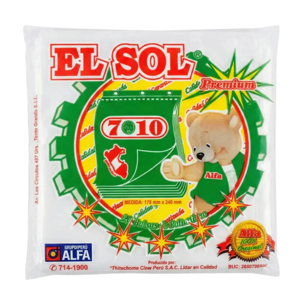 Bolsa 7X10 de 90 unidades El Sol de Alfa