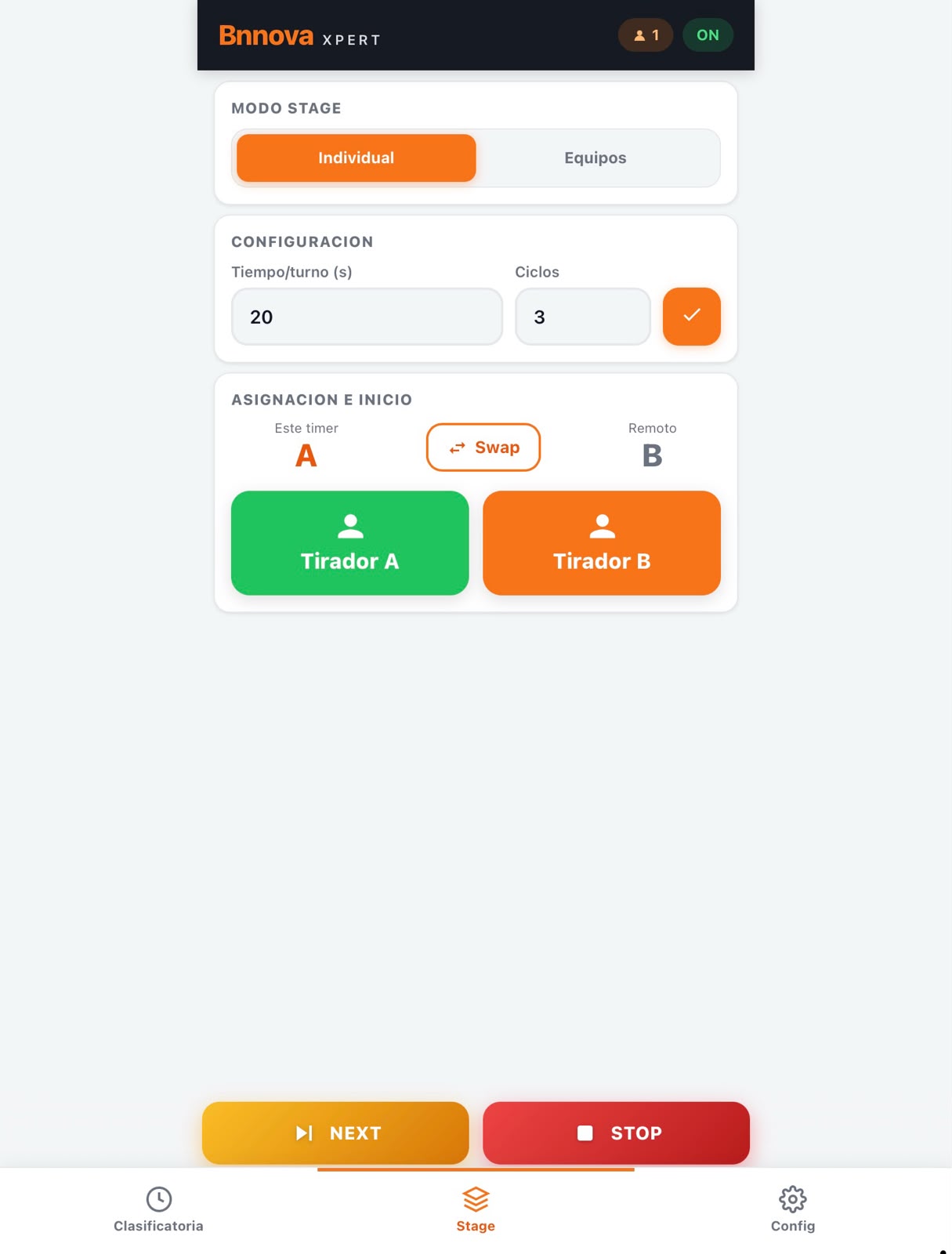 Interfaz de control del timer