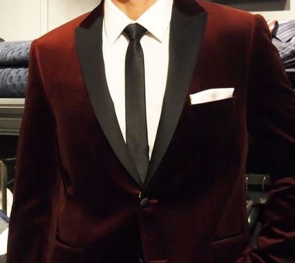 Velvet groom's wedding suit